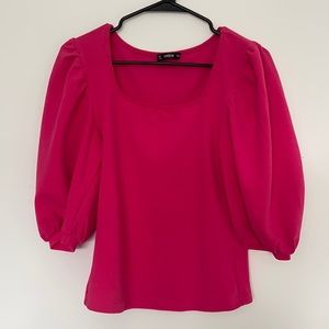 Hot Pink Puffy Sleeve Shirt